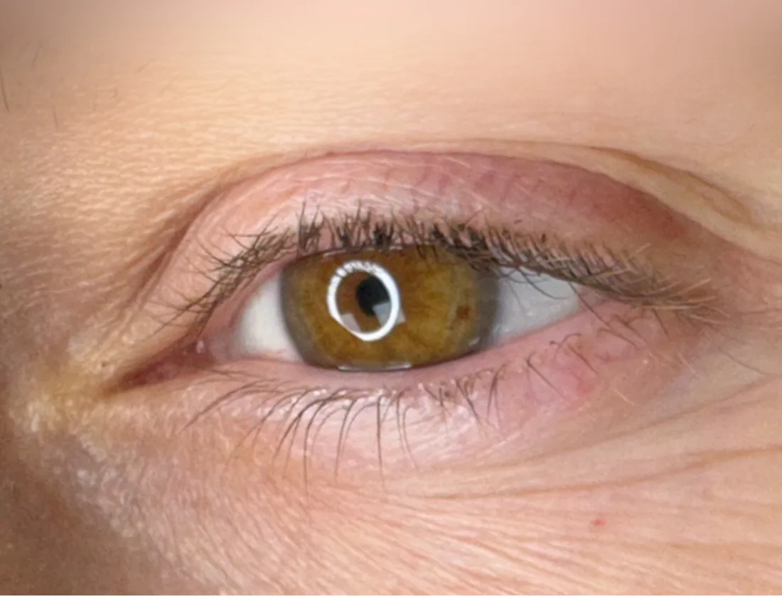 A bare lash line before permanent eyeliner