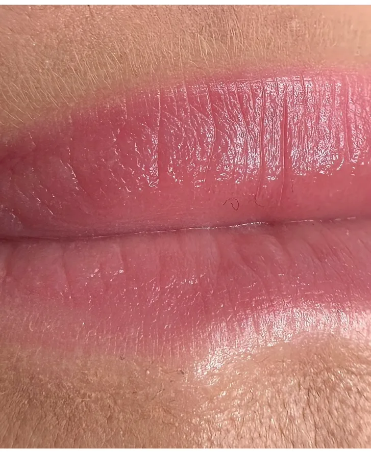 Soft rose lip blush, healed and natural