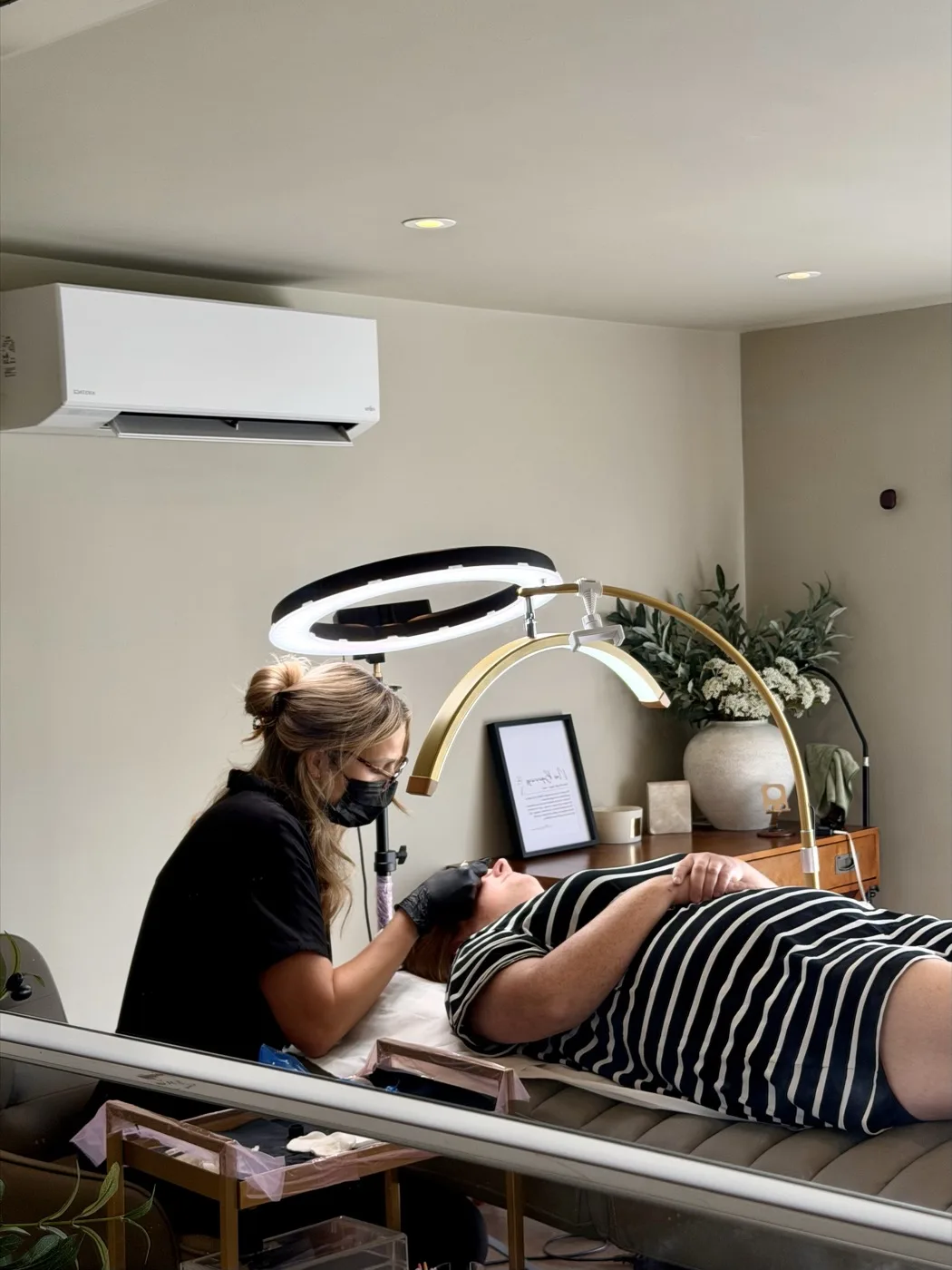 Sophie preparing for treatment in the studio