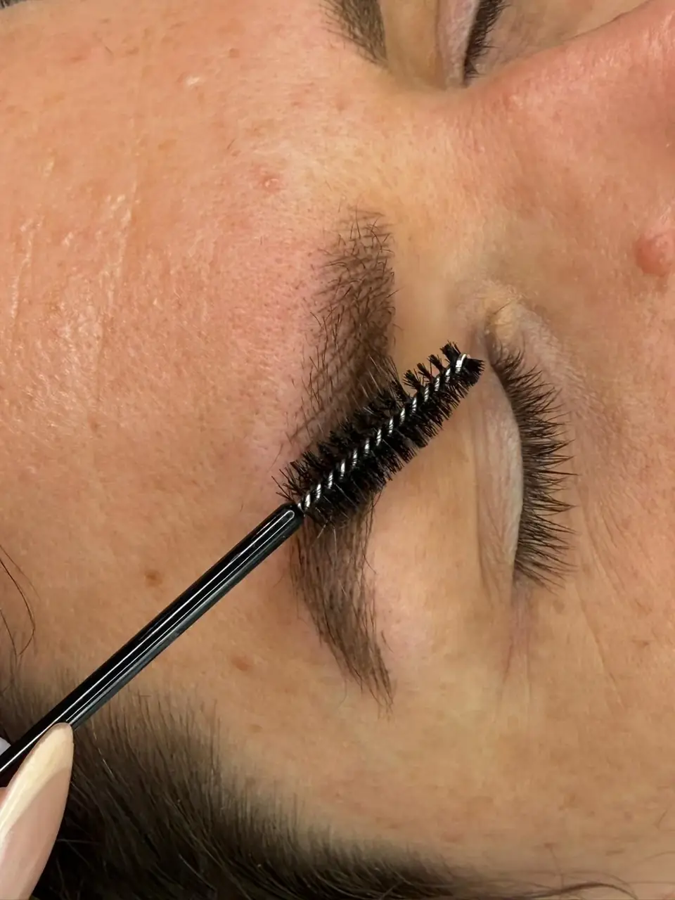 Brushing through a healed eyebrow