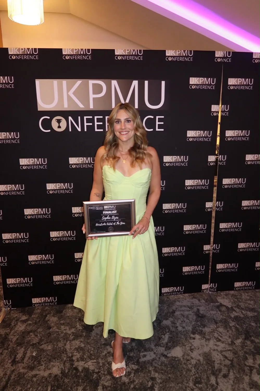 Sophie at the UK PMU Conference, named a Top 10 Hairstroke Artist of the Year